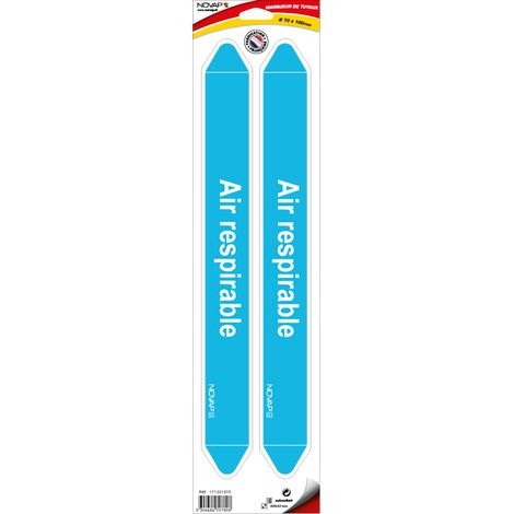 Planche de 2 marqueurs de tuyauterie 450 x 52 mm pour Ø 70 à 100 mm - Air respirable - 4707808