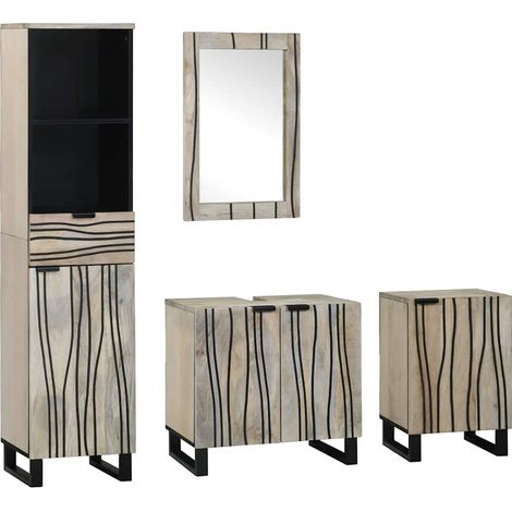 Juego de muebles de baño 4 pcs Marrón nogal 38 x 33 x 160 cm