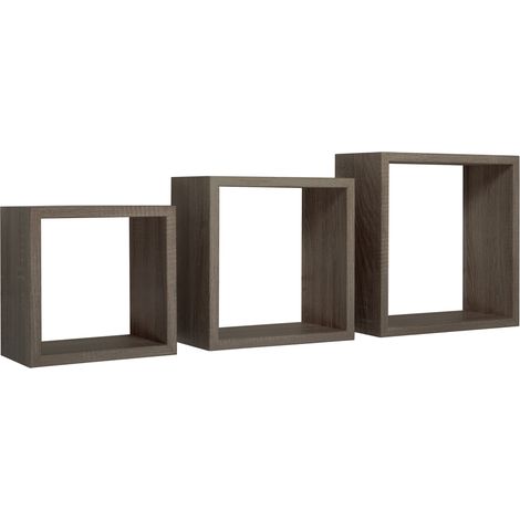 Set 3 cubi mensole parete noce scaffale salotto soggiorno camera Incubo (1/4)