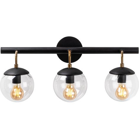Aplique de pared, metal , negro, 61x28x20, casquillo 3 x E 27 Max 40 W