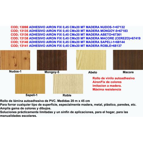 Adhesivo Airon Fix 0,45 cm x 20 m Madera Macore 67419