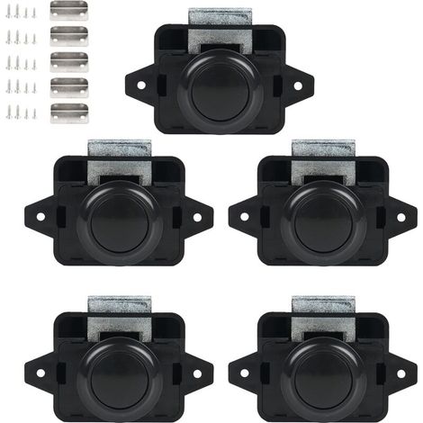 [NEVER USED] Pack of 5 Push Button Catch Lock Catch Cabinet Door Lock Furniture Lock Door Lock for RV Camper Caravan Van - Black