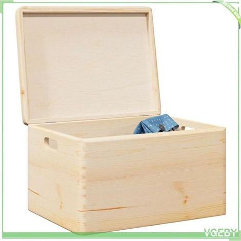 Boîte en bois - FAFEISY - 4017392 - Pin massif - Couvercle à charnières - Poignées latérales (1/5)