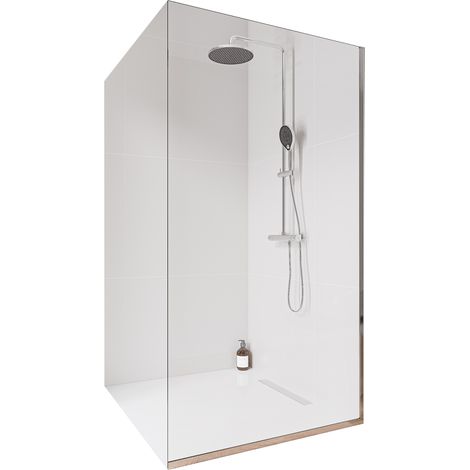 Bernstein – Paroi de douche italienne 120x220cm – Verre de sécurité 10mm – Profilé inox chrome – Installation flexible avec receveur ou affleurant - EX102-2