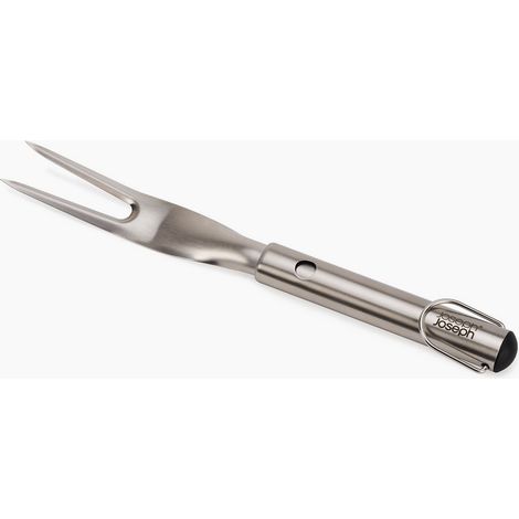 Tenedor GrillOut™ Joseph Joseph, con mango extensible, ideal para BBQ, diseño de acero inoxidable, dientes afilados, cabezal retráctil para almacenamiento, fácil de limpiar – acero inoxidable