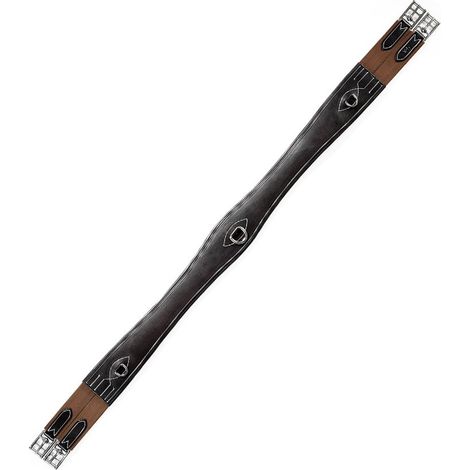 Sottopancia sagomato per monta inglese in cuoio con fibbie inox ed estremità elastiche: 110 cm, Nero 10