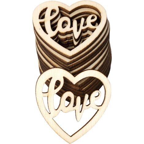 Lettres En Bois - Tranche De Tilleul Non Finitionnée - Décoration Mariage Anniversaire Fête - 15 Pièces (1/5)