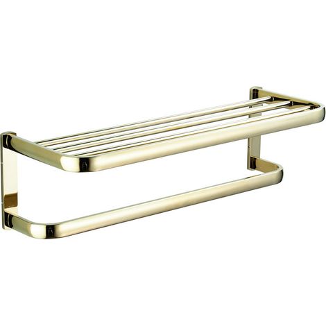 Toallero de pared de doble capa para baño, ideal para baño y cocina (dorado) (1/5)
