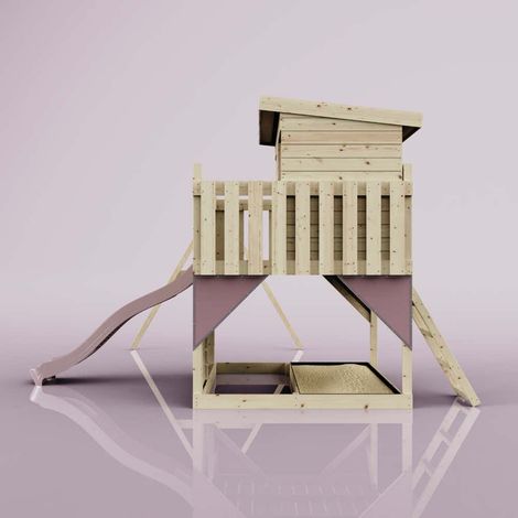 PolarPlay Spielturm Nils aus Holz in RosaKinderschaukel (1/5)