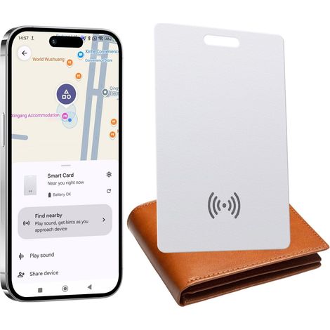 Localisateur de portefeuille pour Android,traceur de portefeuille pour carte de 2 mm d'épaisseur,compatible avec l'application Google Mon appareil localiser (uniquement Android),étanche IP68 (1/5)
