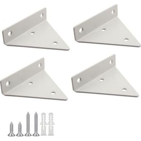 4 Pices Supports Tablettes Flottantes Support D\\\\'tagre en Triangle en Mtal Flottant Equerre Etagere Mural Dissimuls Avec vis pour Dco Salon, Chambre, Salle de Bain - Blanc (1/5)