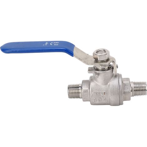 Kugelhahn 1/4 NPT DN8, Außengewinde, 2 Stück, Edelstahl, gerades Anschlussstück, Innengewinde, Kugelhahn. (1/5)