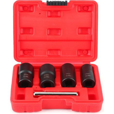 Jeu de 5 douilles torsadées, jeux de douilles extracteur d'écrous douille pour extracteur de boulon endommagés Twist Socket Set Roue de verrouillage 17 19 21 22 mm. (1/5)