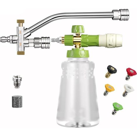 Pour à Mousse avec Fixation à Double Pointe, Mousse pour Nettoyeur Réglable, 5 Buses de Pulvérisation pour Laveuse Électrique, 1/4 Pouce (1/5)