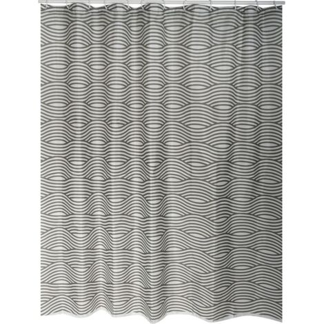 Rideau de douche Polyester WAVE 180x200cm QUALITE PREMIUM Gris - Anneaux inclus MSV (1/4)