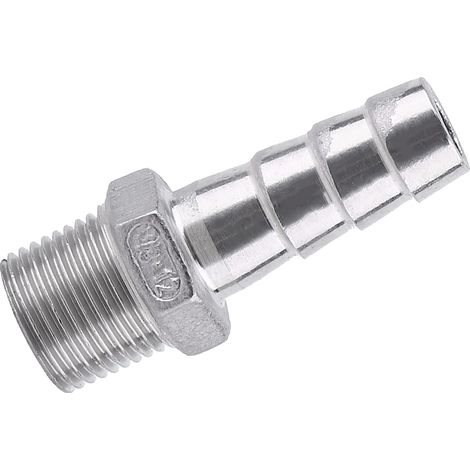 Raccord de tuyau mâle en acier inoxydable à embout cannelé pour liquide (3/8" x 12 mm) (1/5)