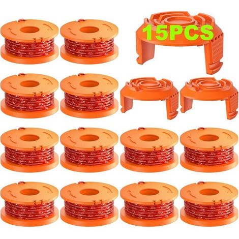 Packung mit 15 Worx Trimmerfadenspulen (WA0010), 0,065 Zoll Schneidfaden-Nachfüllpackungen für Worx, kompatibel mit Worx Trimmern (Packung mit 12 Spulen, 3 Schneidkappen) (1/5)
