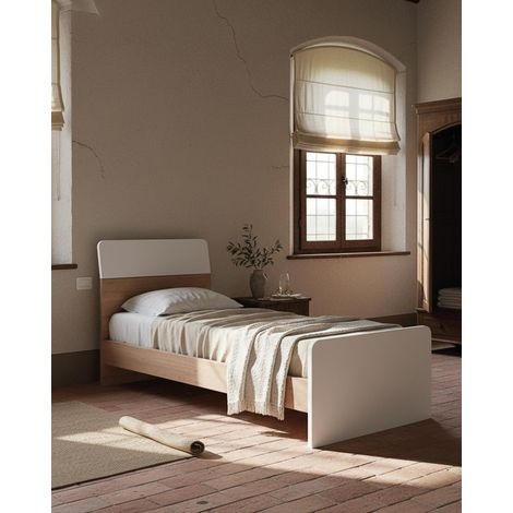 Letto Comby con fascioni e pediera - Letto singolo 87 x 197 - Struttura virginia e bianco - Rete e materasso esclusi (1/5)