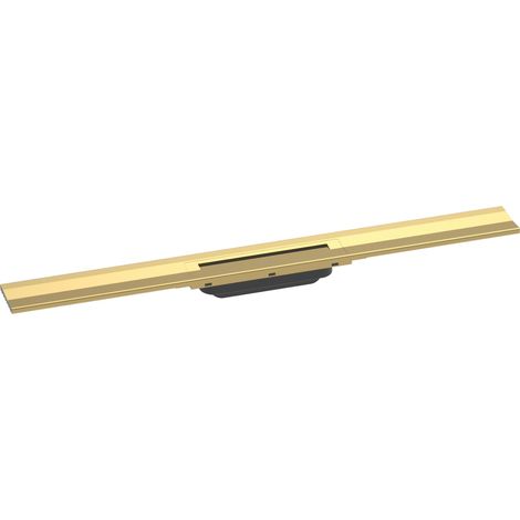 Caniveau de douche linéaire 800 mm, Siphon de sol à découper pour installation contre le mur, Aspect doré poli (1/5)