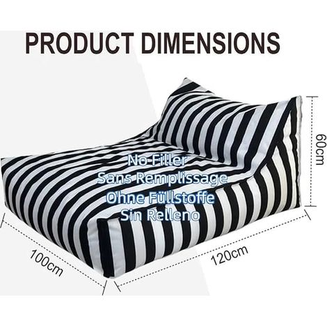 Waterproof Outdoor Pouffe Cover Outdoor Striped Oxford Pouffe Cover Bean Bag Chair for Garden Beach Swimming Pool Yellow (1/4)