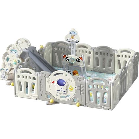 Parc pour bébé, Aire de jeux intérieure, Centre d'activités, Parc+Glissière+Anneau 1.9x1.6m (1/2)