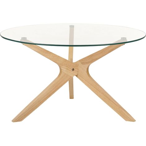 Coffee Table VALLEY Tempered Glass Light Brown