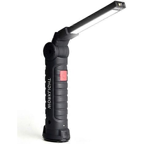 Lampe torche LED rechargeable à piles, lampe d'inspection lumineuse, lampe de travail pour outils de mécanicien avec base magnétique et crochet pour le camping et Noël (1/5)