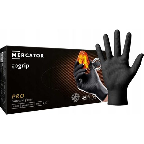Gants en nitrile, lot de 50, taille 10-XL, Gogrip, noirs