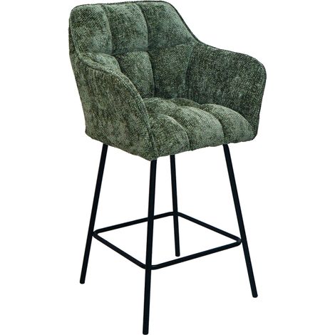 Tabouret de bar Zoé tissu chenille vert Takasit (1/5)