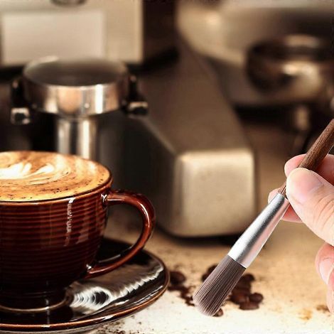 Brosse de nettoyage pour moulin à café, brosse à dépoussiérer à poils avec manche en bois (1/4)