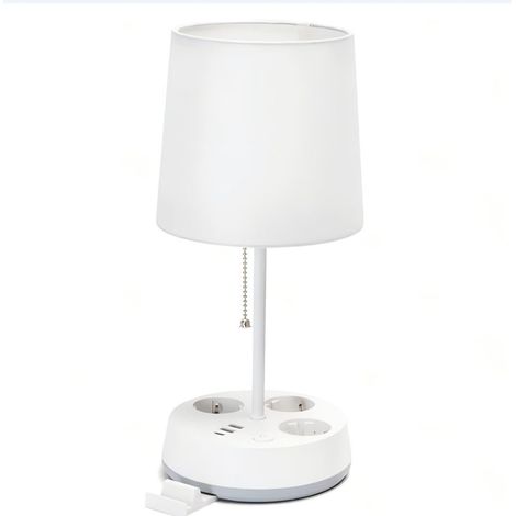Lampe Éclairage avec Prise Murale et Port USB Intégrés Douille E27 Sans Ampoule Usage Intérieur