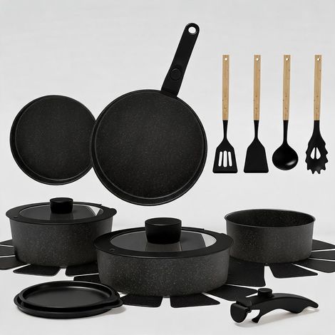 Lot de 19 poêles et casseroles antiadhésives à manche amovible