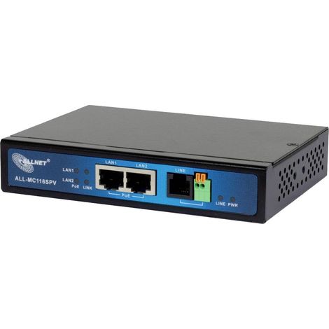 Allnet ALL-MC116SPV-VDSL2, módem puente VDSL2 con conmutador PoE, extensión punto a punto no gestionada (1/3)