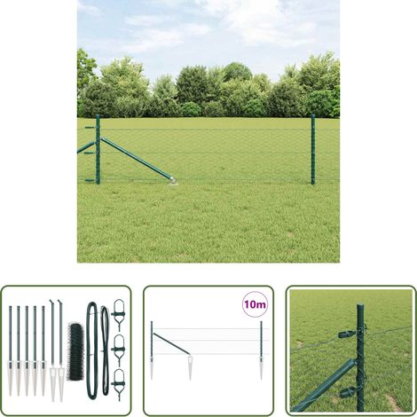 vidaXL Sécurité extérieure - Poteau de clôture. Vert 10 x 0,5 m (maille 36 mm) Acier et PVC (1/5)