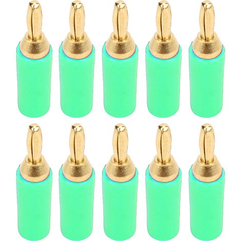 10 Stück J.10007 2,5 mm Bananenstecker aus Messing, vergoldet, für Messgeräte, grün (1/5)
