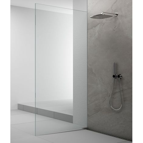 Kit de fixation verre sol-mur-plafond ARCHITEX avec barre inclinée, 1615x2105mm, gauche, aluminium poli (1/4)