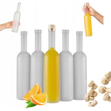 5 botellas de vidrio esmerilado Futura de 500 ml + tapón de tintura de regalo de 0,5 l