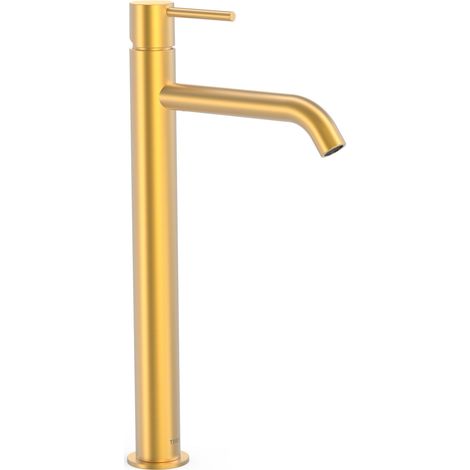 TRES 26230801OM STUDY Grifo Monomando XXL Caño Alto para Lavabo Color Oro Mate 24K - ref: 26230801OM