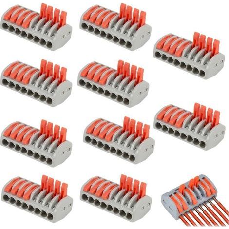 10 Pieces Electrical Connector, 8-Way Quick Electrical Terminal Block, Electrical Fitting, Electrical Connectors, Automatic Connection Terminals with Lever Control, for Cables 0.08-4.0 mm² (1/5)