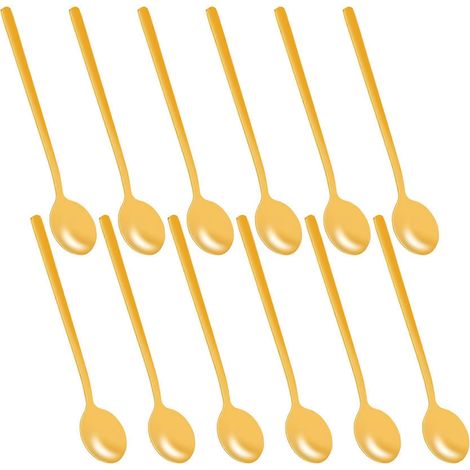 12-teiliges Set Kaffeelöffel, Dessertlöffel aus Edelstahl (goldfarben)