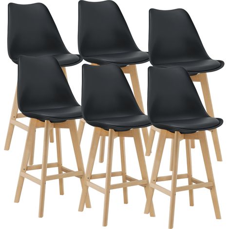 6er-Set Barstuhl mit Rückenlehne Lublin Schwarz en.casa (1/5)