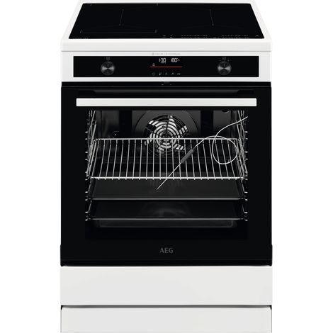 AEG – Cuisinière induction 60 cm – 4 foyers induction 3200 W – Grand four 73 l chaleur tournante – Nettoyage pyrolyse – Fonction vapeur SteamBake (1/3)