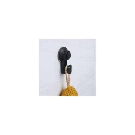 Gancio a ventosa per bagno, potente gancio a ventosa per WC e cucina, gancio portasciugamani a ventosa da parete, gancio per doccia (nero) - Crezuo