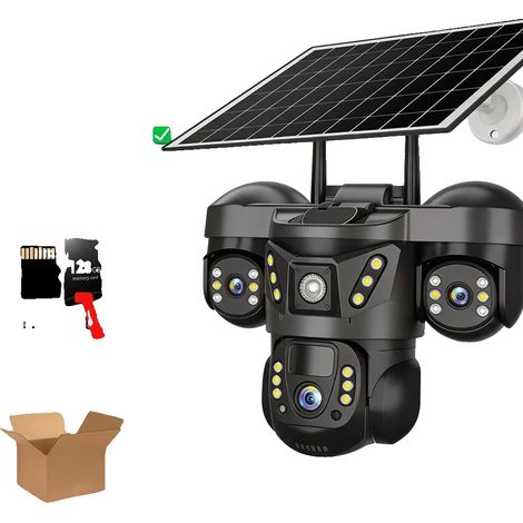 Caméra IP, alimentée par énergie solaire, panoramique, inclinaison, zoom, Caméra solaire WIFI ajouter carte 128G (1/2)