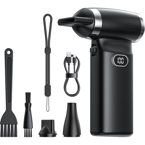 Souffleur air Comprimé Batterie sans Fil: 70 MPH Ventilateur d'air à Haute Vitesse pour Electronique Nettoyage d'ordinateur Portable Nettoyage de Clavier à Main Pulvérisateur Puissant pour Voi (1/5)