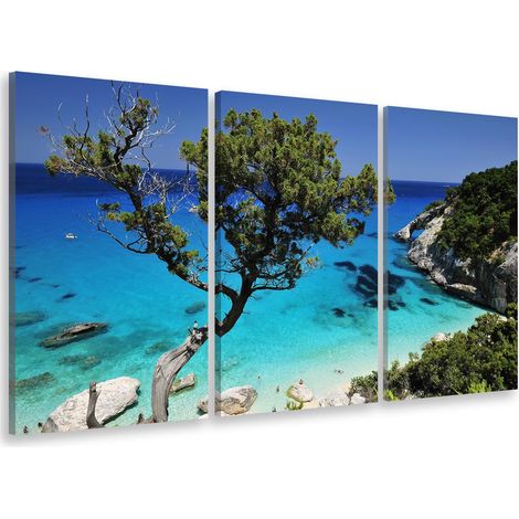 Tableau triptyque paysage goloritz bay, sardaigne italie - 90x60 cm (1/5)