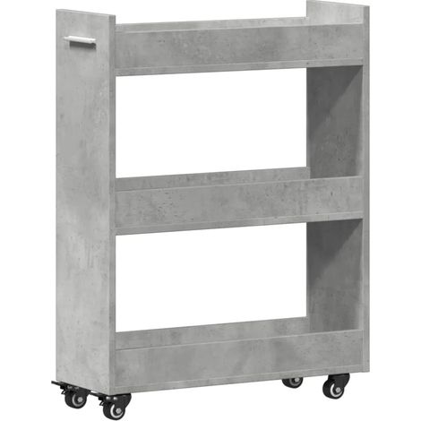 Armadio mobile con ruote e pratico spazio portaoggetti 60 x 22 x 79 cm in legno multistrato grigio cemento 020049401