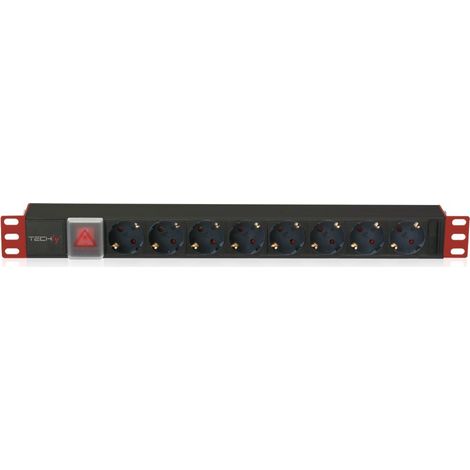 Techly I-CASE STRIP-81UD power distribution unit (PDU) 8 AC outlet(s) 1U Black. Ed (1/5)