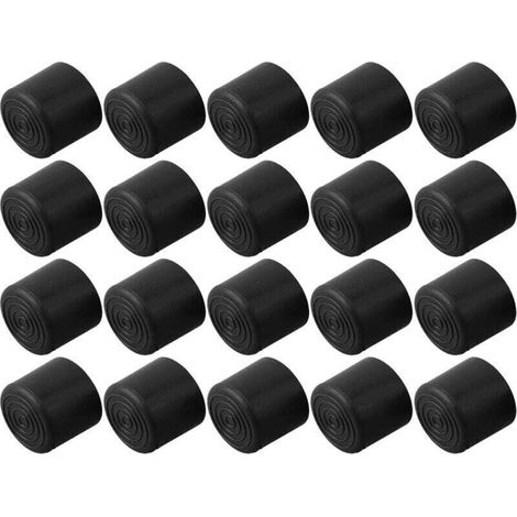 Confezione da 20 piedini in gomma per tavoli da terra, marca XU, antigraffio, in PVC nero (22 mm)-Crezuo