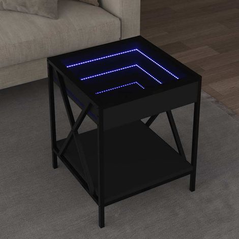 vidaXL Table basse avec LED Infinity noir 40x40x49 cm (1/5)